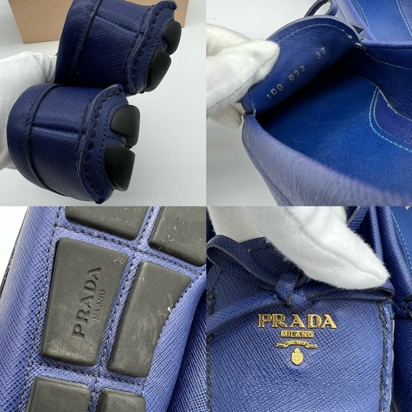 Authentic Prada blue Saffiano leather loafers - Picture 6 of 11
